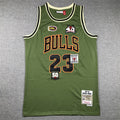 Michael Jordan #23 Chicago Bulls Mitchell & Ness Army Green 1997-98 Multi-Patch Anniversary Hardwood Classics Swingman Jersey