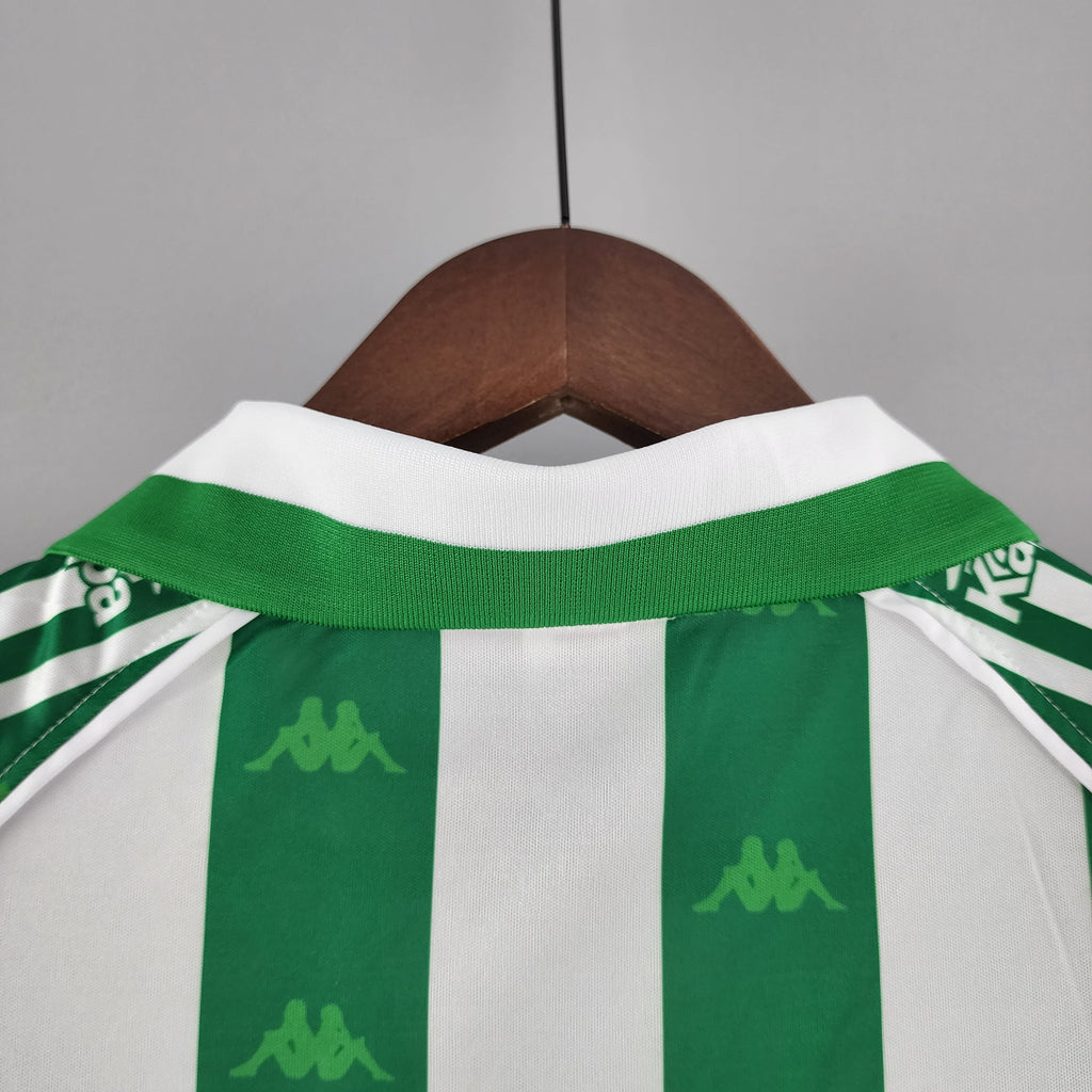 Real Betis 1995-97 Home Retro Jersey – Kappa Green White Stripe Jacquard Kit | Alfonso Finidi KELIA Era