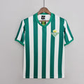 Real Betis 1976-77 Home Jersey – Green & White Stripes V-Neck Retro La Liga Football Shirt | Rare 1970s Vintage Andalusia Classic Betis Kit No Sponsor