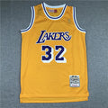 Men's Los Angeles Lakers Magic Johnson #32 Yellow Throwback Jerseys