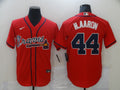 Men's Atlanta Braves Hank Aaron #44 Red Replica Jerseys