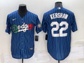 Men's Los Angeles Dodgers Clayton Kershaw #22 Blue Stitched Game Jerseys