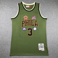 Men's Philadelphia 76ers Allen Iverson #3 Army Green 1996-97 Hardwood Classics Swingman Jerseys