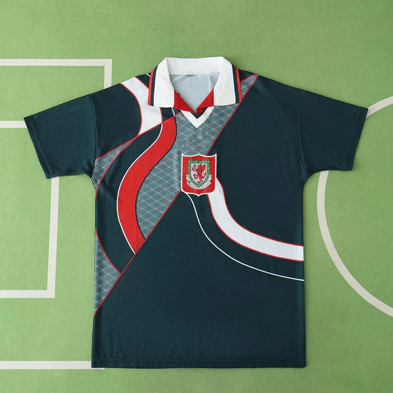 Wales National Team Away Retro Fan Version 1994/95 – Navy Blue Football Jersey | FAW Dragon Crest