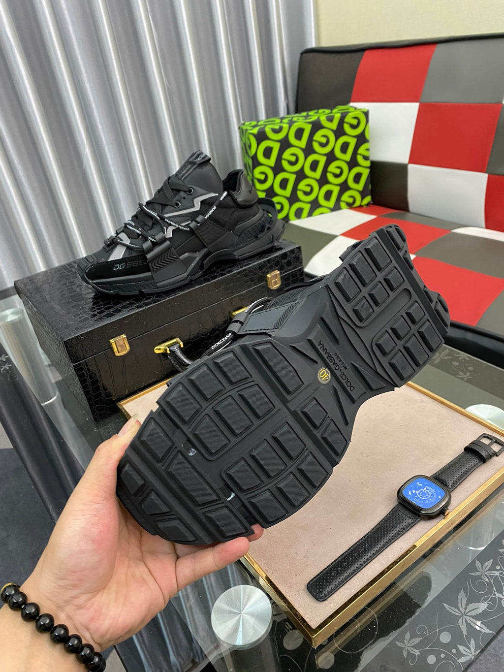 Dolce & Gabbana DG Heavy-Craft Calfskin Sneakers with 5D Accents