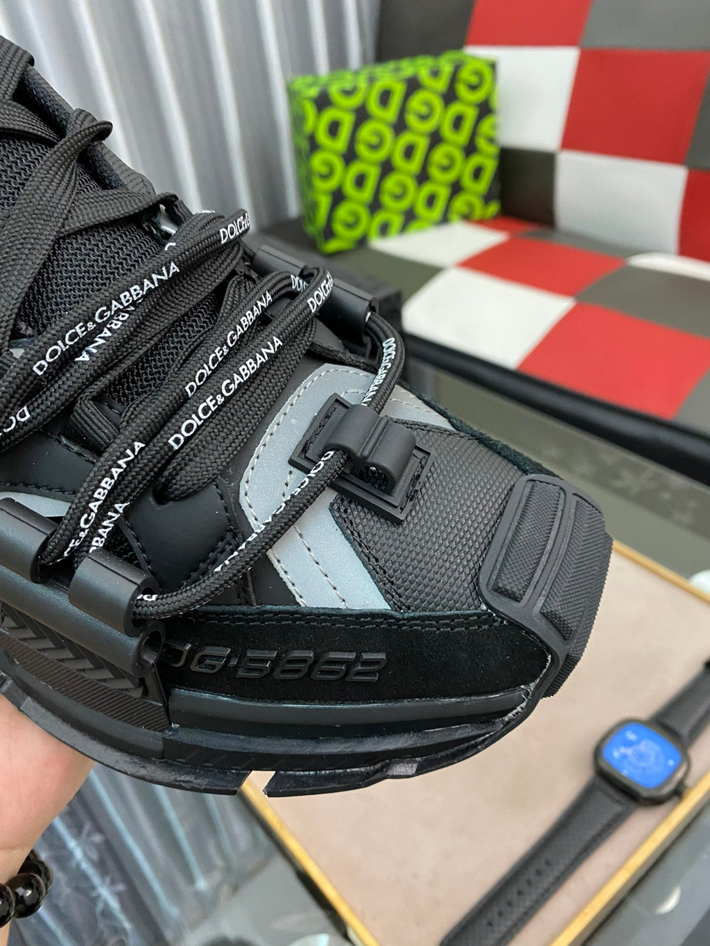 Dolce & Gabbana DG Heavy-Craft Calfskin Sneakers with 5D Accents