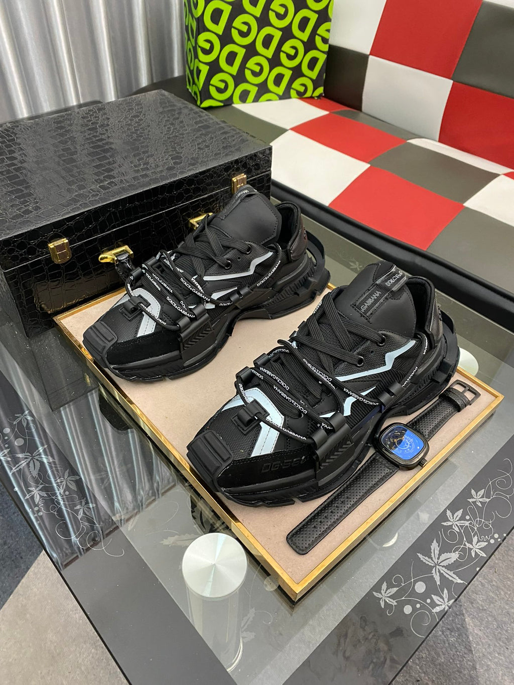 Dolce & Gabbana DG Heavy-Craft Calfskin Sneakers with 5D Accents