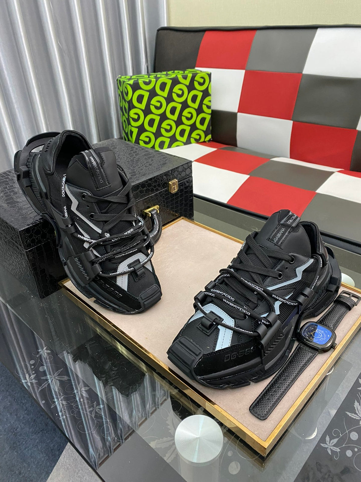 Dolce & Gabbana DG Heavy-Craft Calfskin Sneakers with 5D Accents