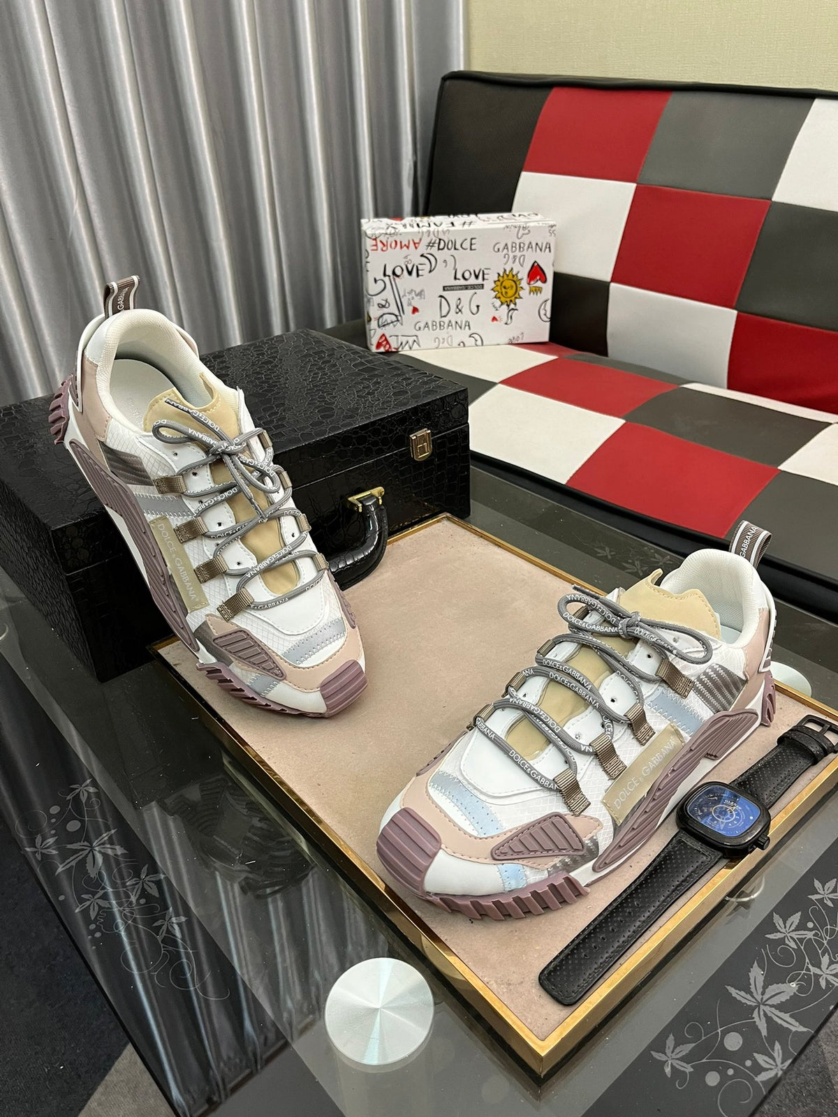 Dolce & Gabbana DG Silk Calfskin & Nubuck Casual Sneakers