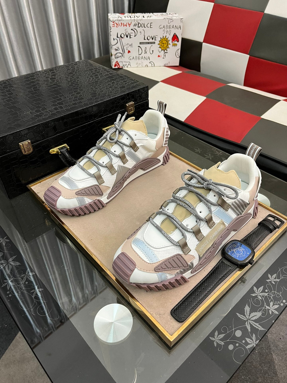 Dolce & Gabbana DG Silk Calfskin & Nubuck Casual Sneakers