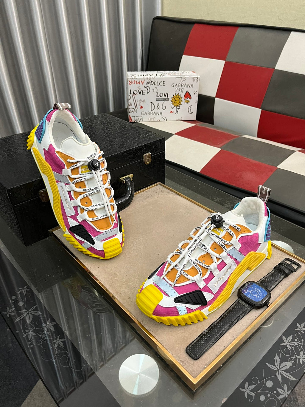 Dolce & Gabbana DG Couple's Multi-Material Casual Sneakers Multi-Color