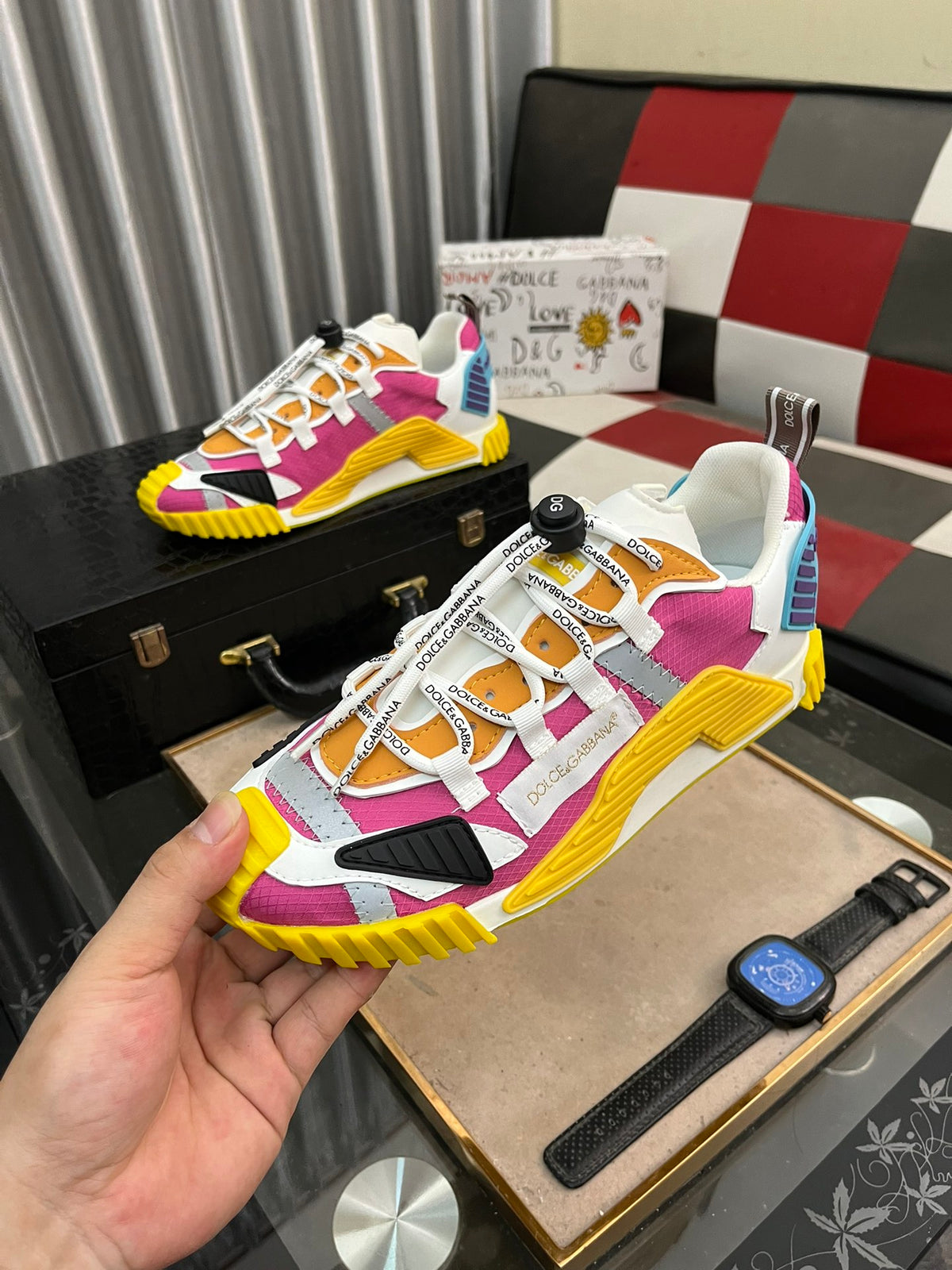 Dolce & Gabbana DG Couple's Multi-Material Casual Sneakers Multi-Color