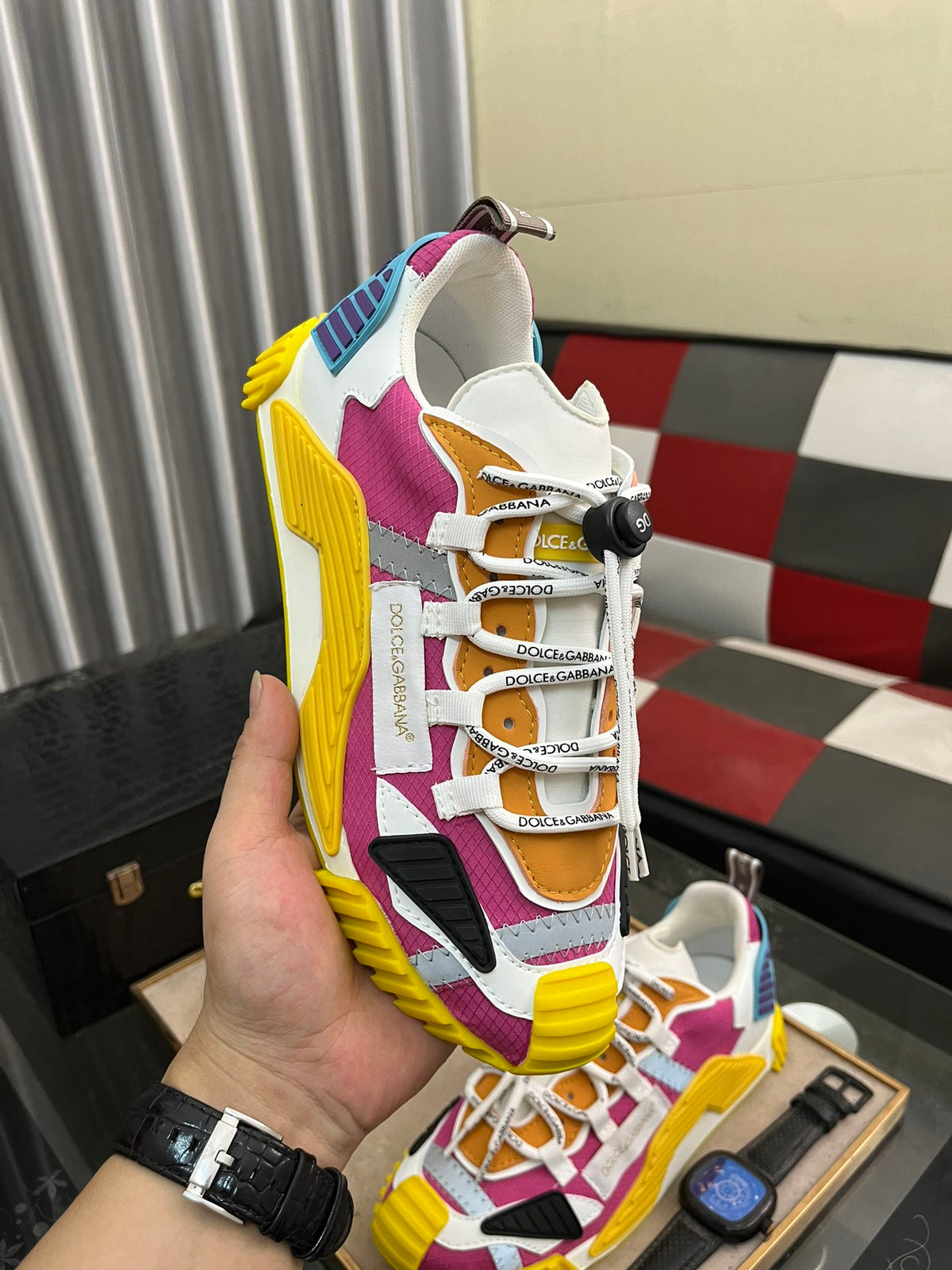 Dolce & Gabbana DG Couple's Multi-Material Casual Sneakers Multi-Color