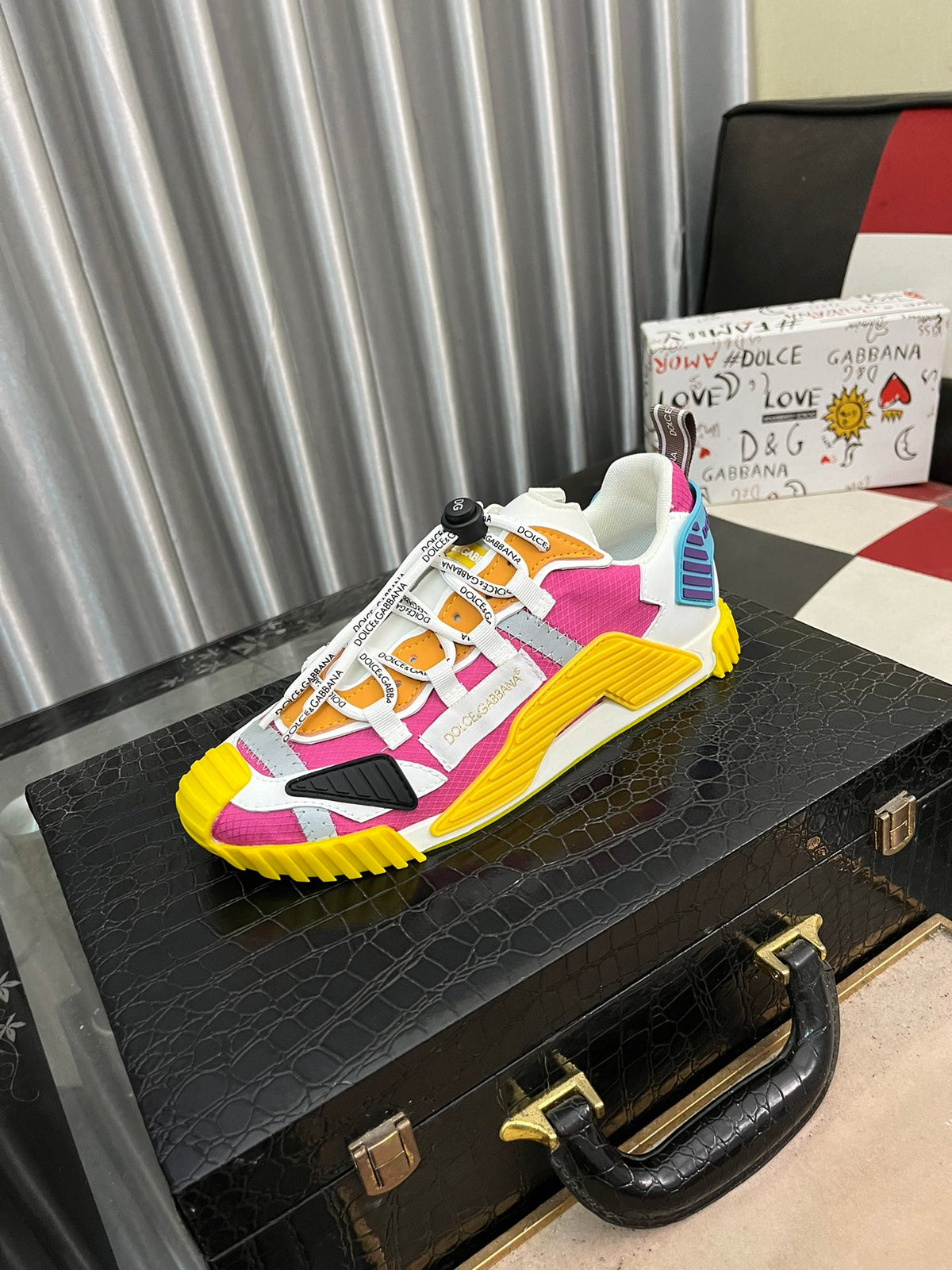 Dolce & Gabbana DG Couple's Multi-Material Casual Sneakers Multi-Color