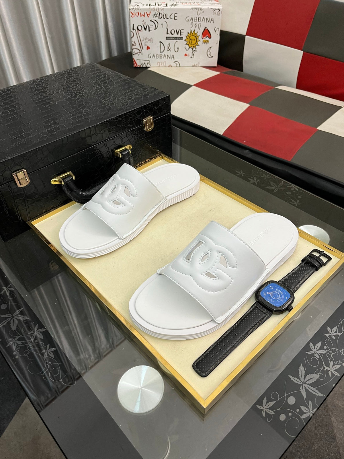 Dolce & Gabbana DG Men's PVC Slides with Molded TPU Sole