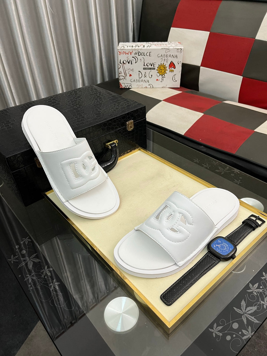 Dolce & Gabbana DG Men's PVC Slides with Molded TPU Sole
