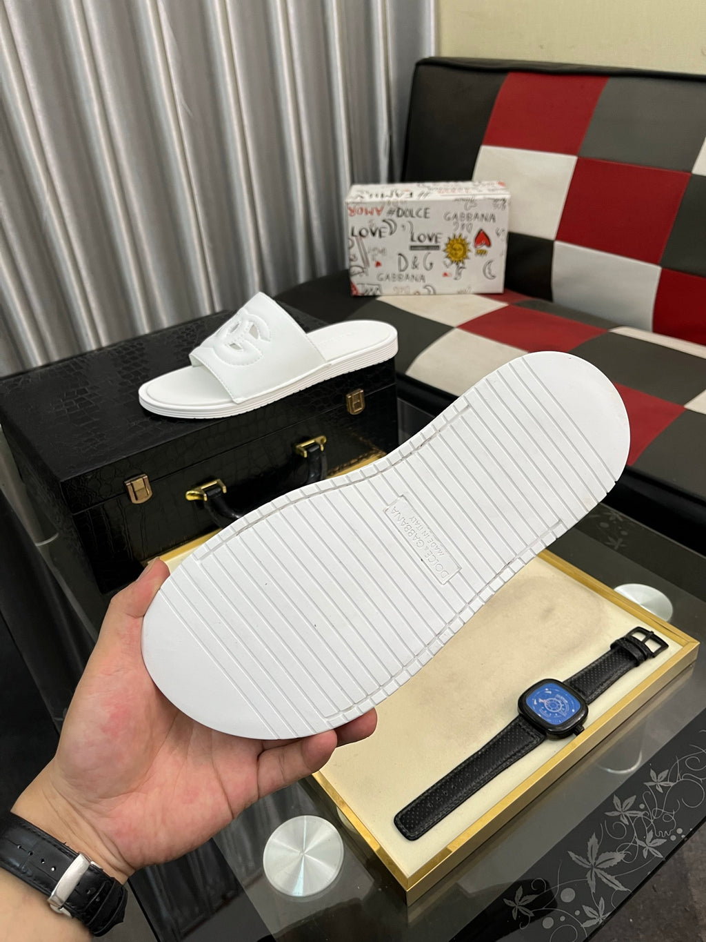 Dolce & Gabbana DG Men's PVC Slides with Molded TPU Sole