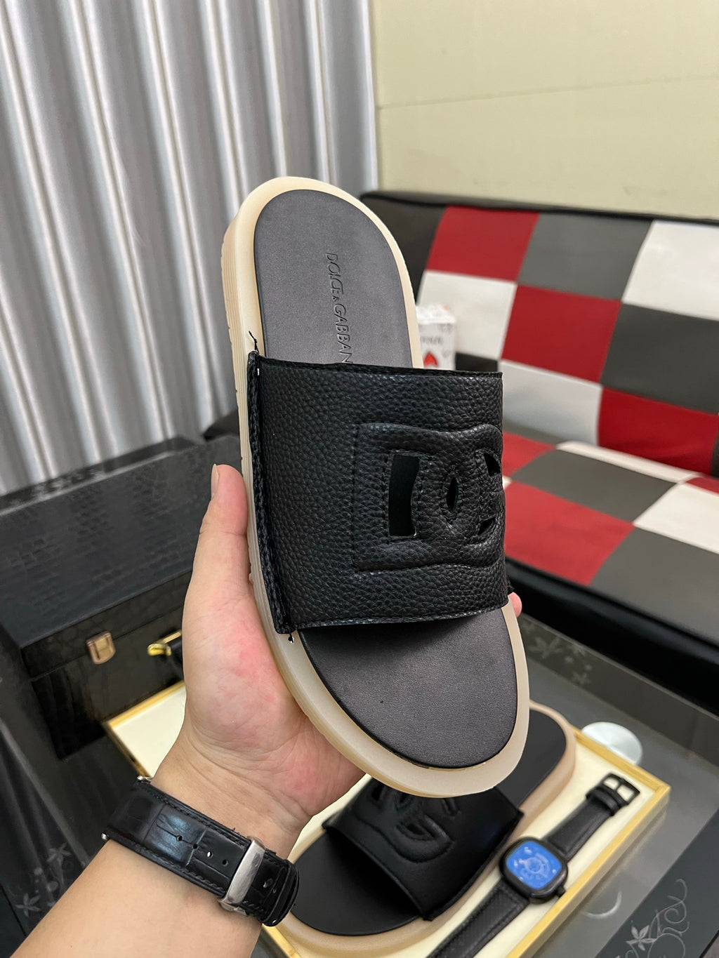 Dolce & Gabbana DG Men's PVC Slides with Molded TPU Sole