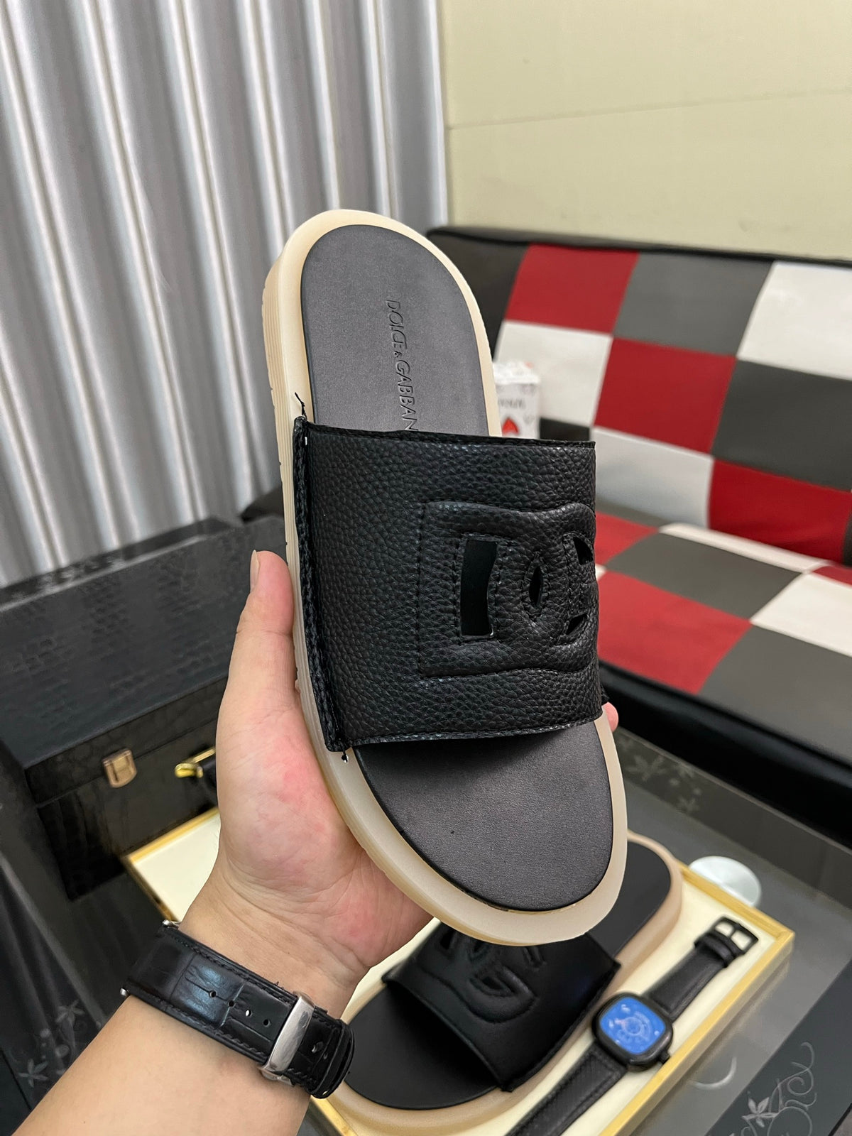 Dolce & Gabbana DG Men's PVC Slides with Molded TPU Sole