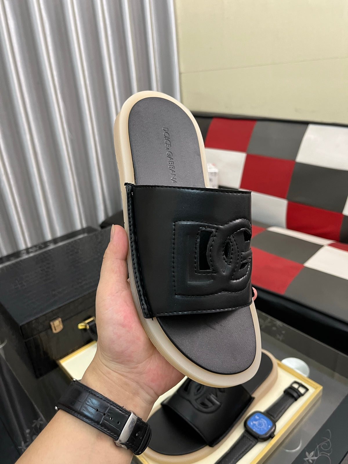 Dolce & Gabbana DG Men's PVC Slides with Molded TPU Sole