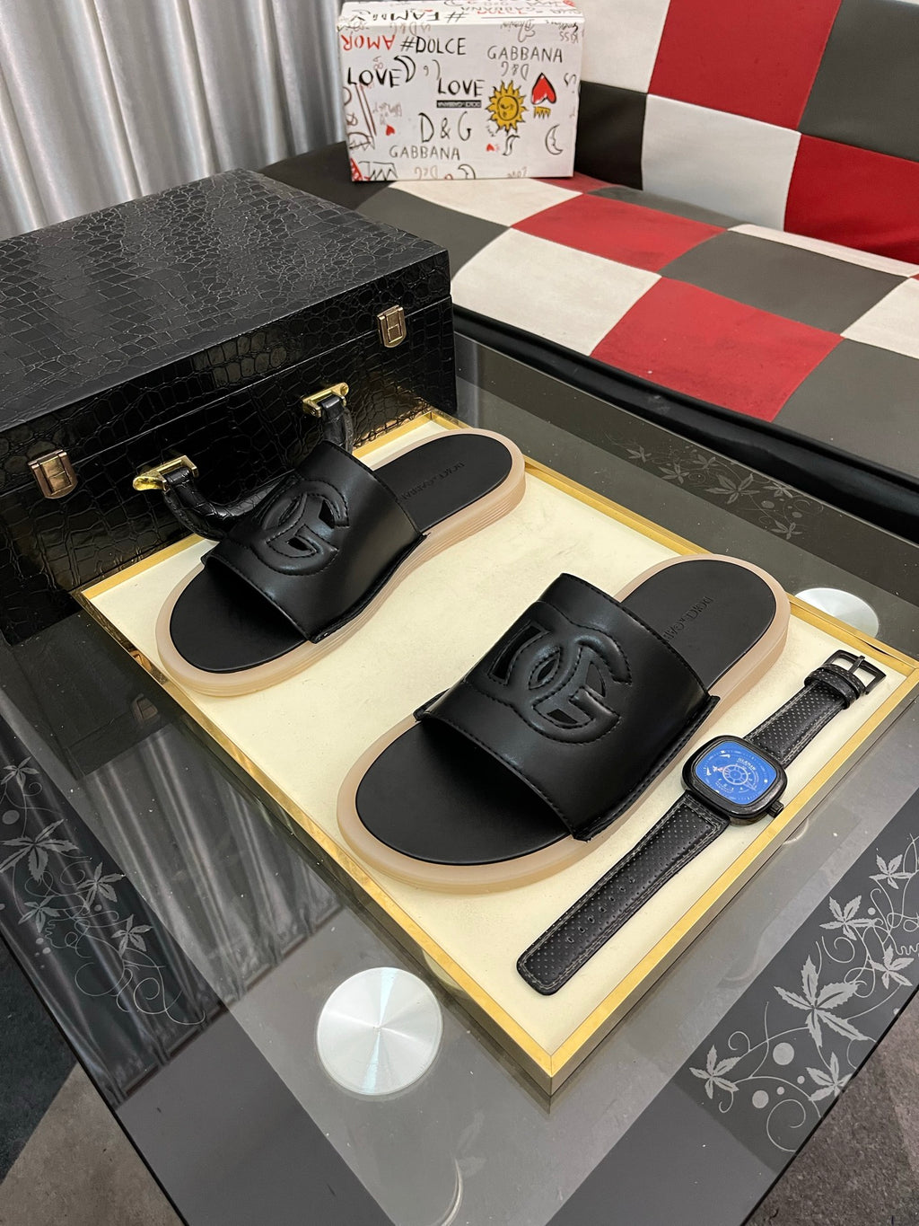 Dolce & Gabbana DG Men's PVC Slides with Molded TPU Sole