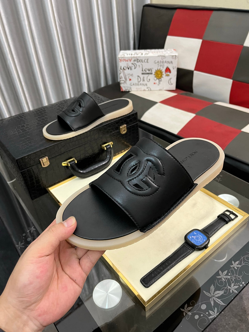 Dolce & Gabbana DG Men's PVC Slides with Molded TPU Sole