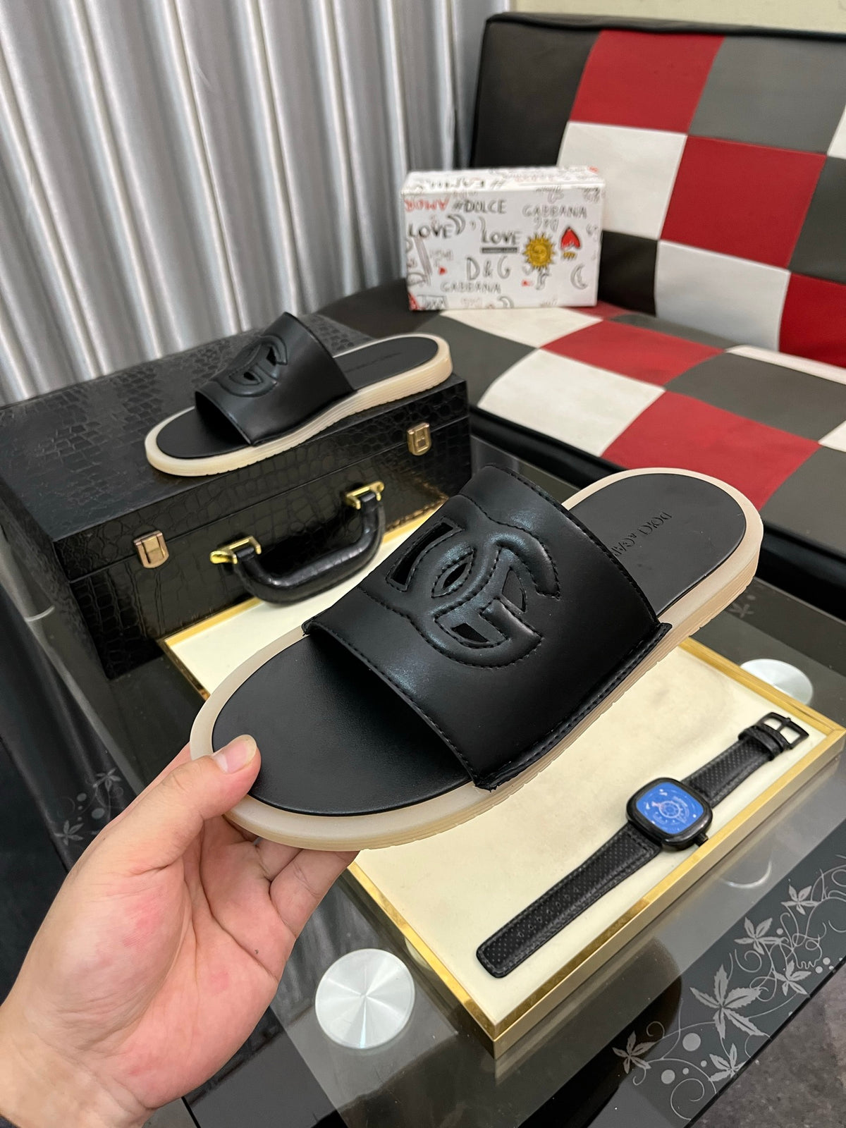 Dolce & Gabbana DG Men's PVC Slides with Molded TPU Sole