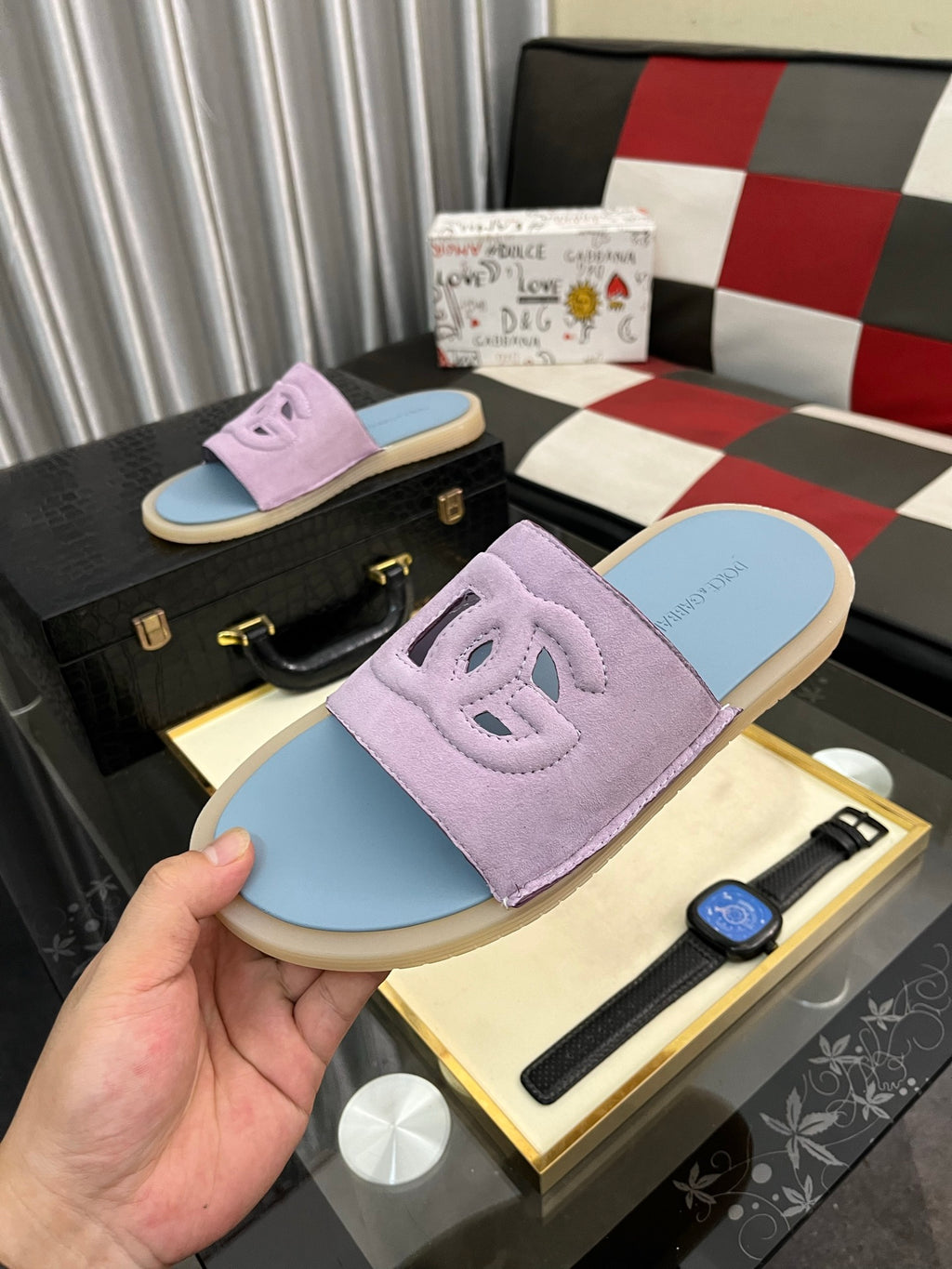 Dolce & Gabbana DG Men's PVC Slides with Molded TPU Sole