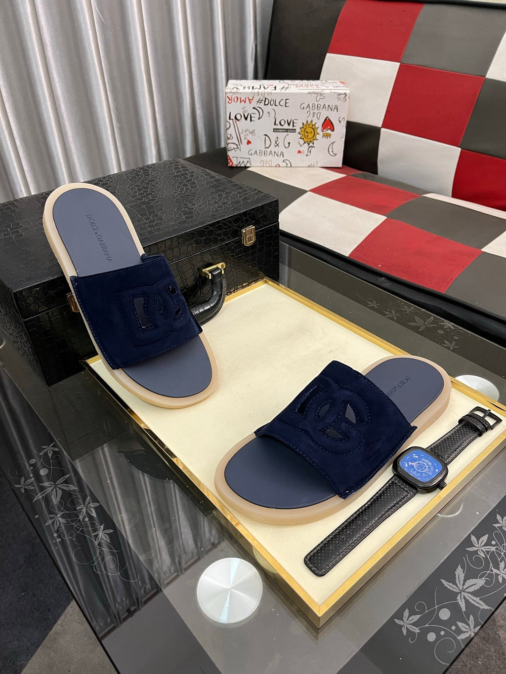Dolce & Gabbana DG Men's PVC Slides with Molded TPU Sole