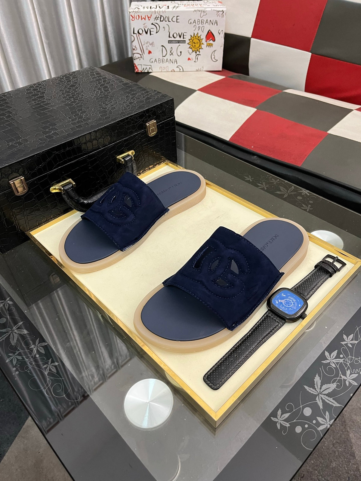 Dolce & Gabbana DG Men's PVC Slides with Molded TPU Sole
