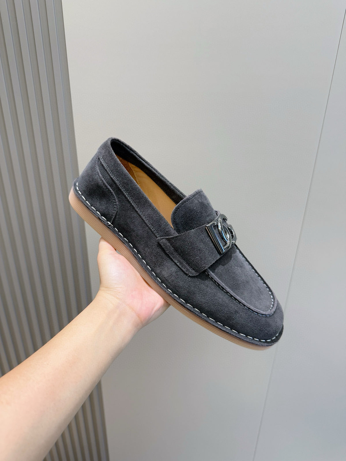 Dolce & Gabbana DG Men's New Florio Suede Moccasin Loafers with Logo