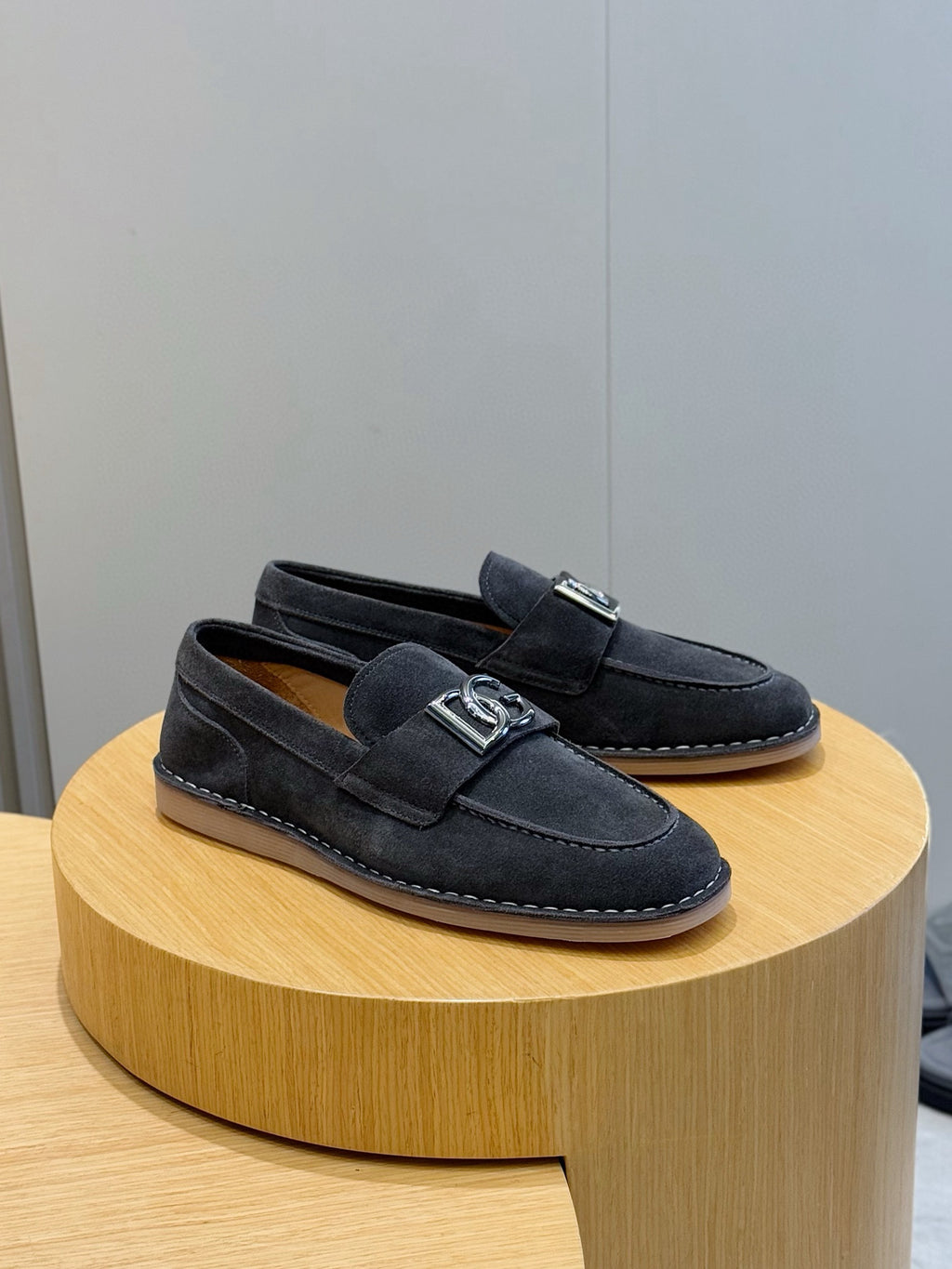 Dolce & Gabbana DG Men's New Florio Suede Moccasin Loafers with Logo