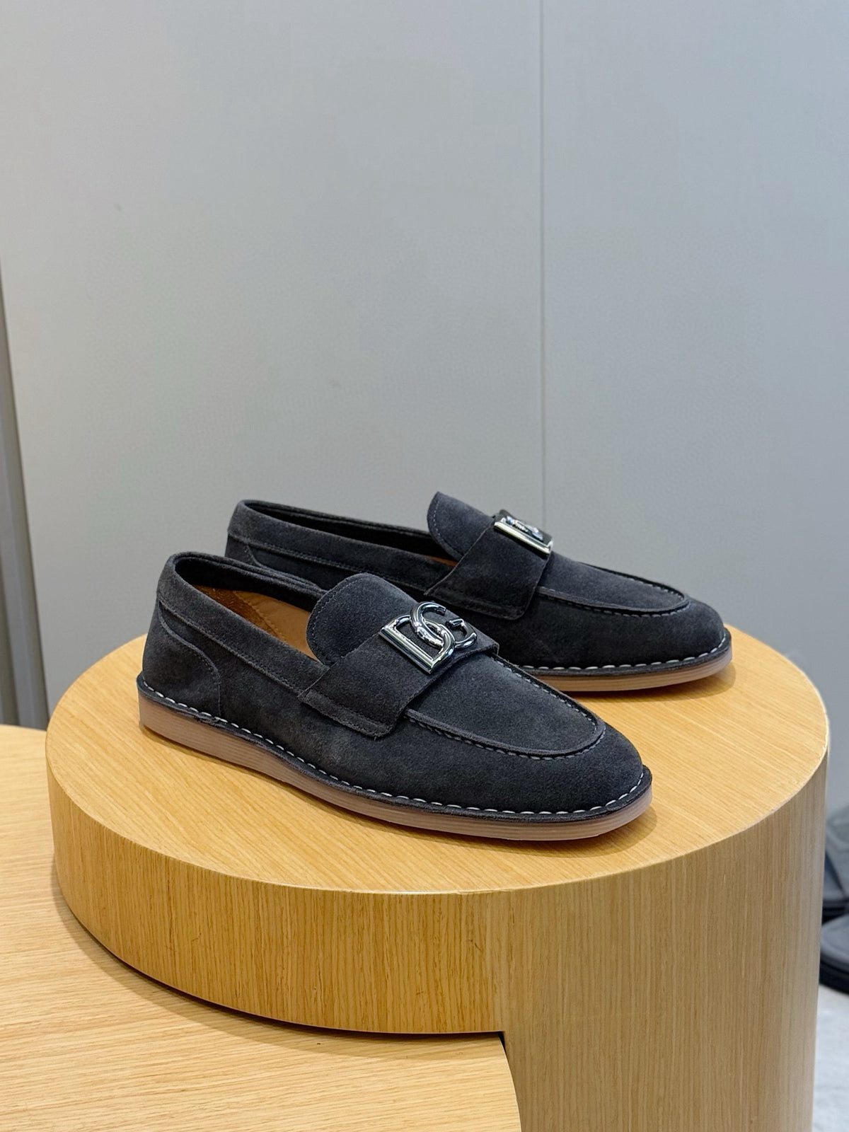 Dolce & Gabbana DG Men's New Florio Suede Moccasin Loafers with Logo