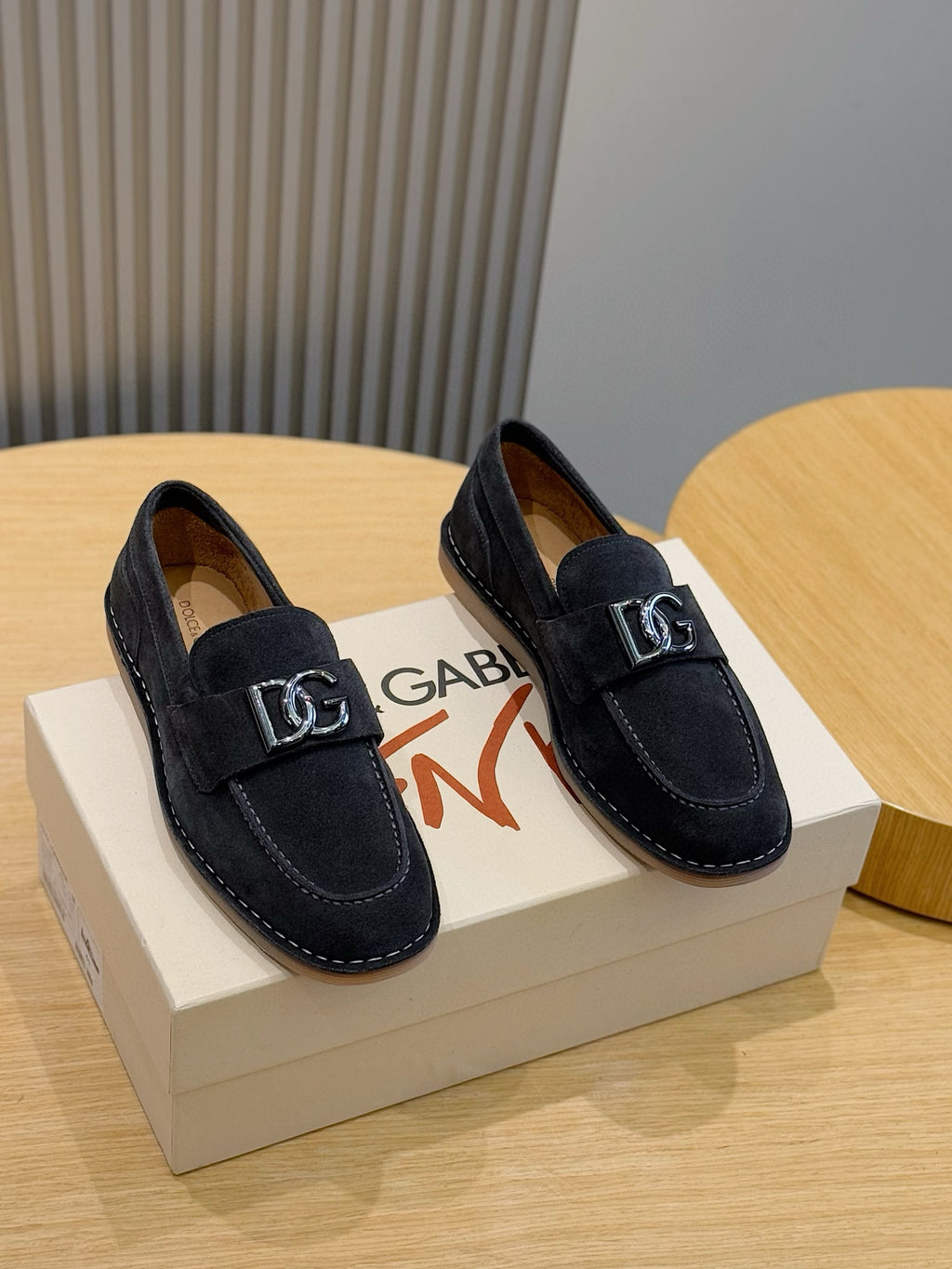 Dolce & Gabbana DG Men's New Florio Suede Moccasin Loafers with Logo