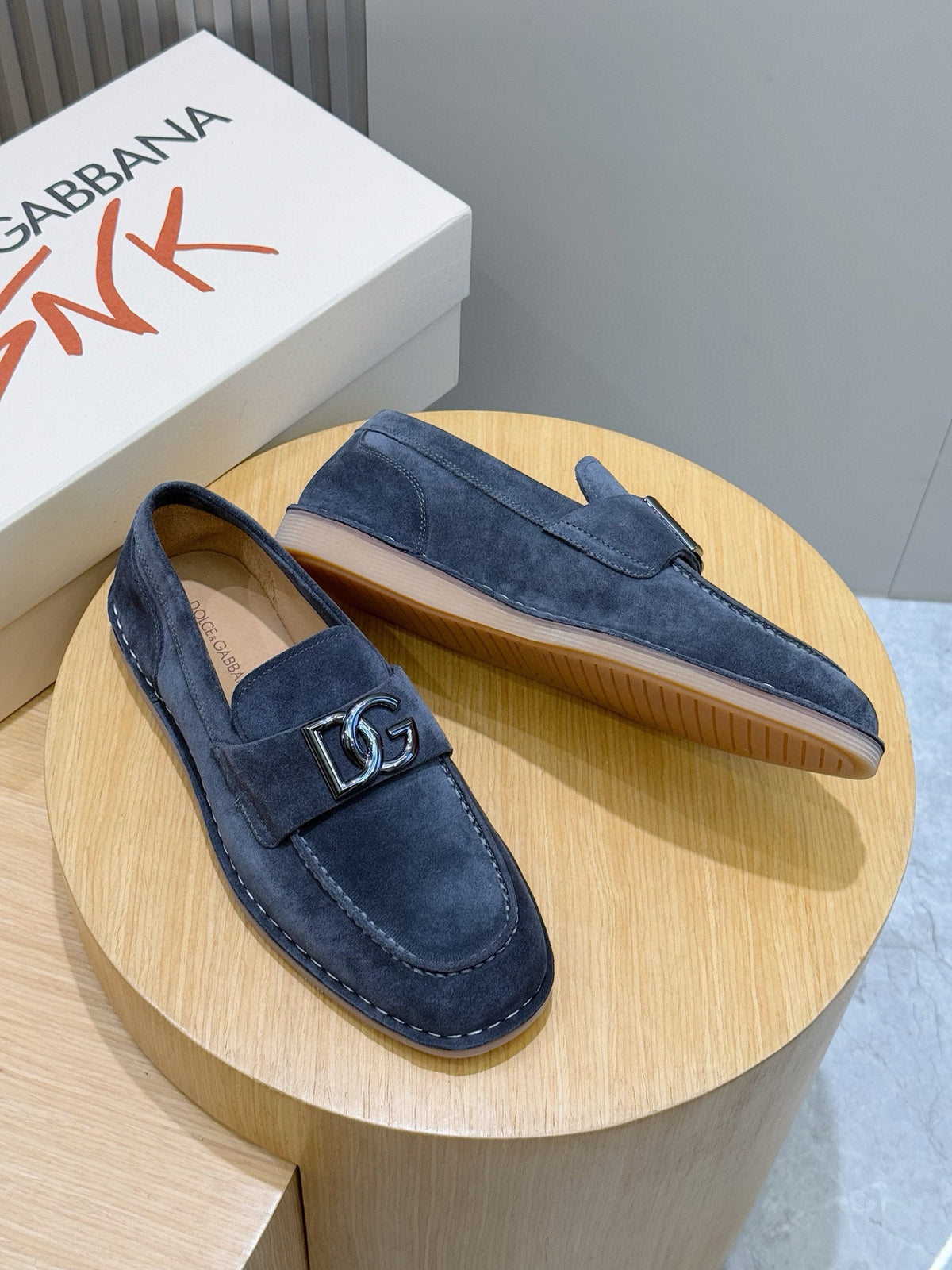 Dolce & Gabbana DG Men's New Florio Suede Moccasin Loafers with Logo