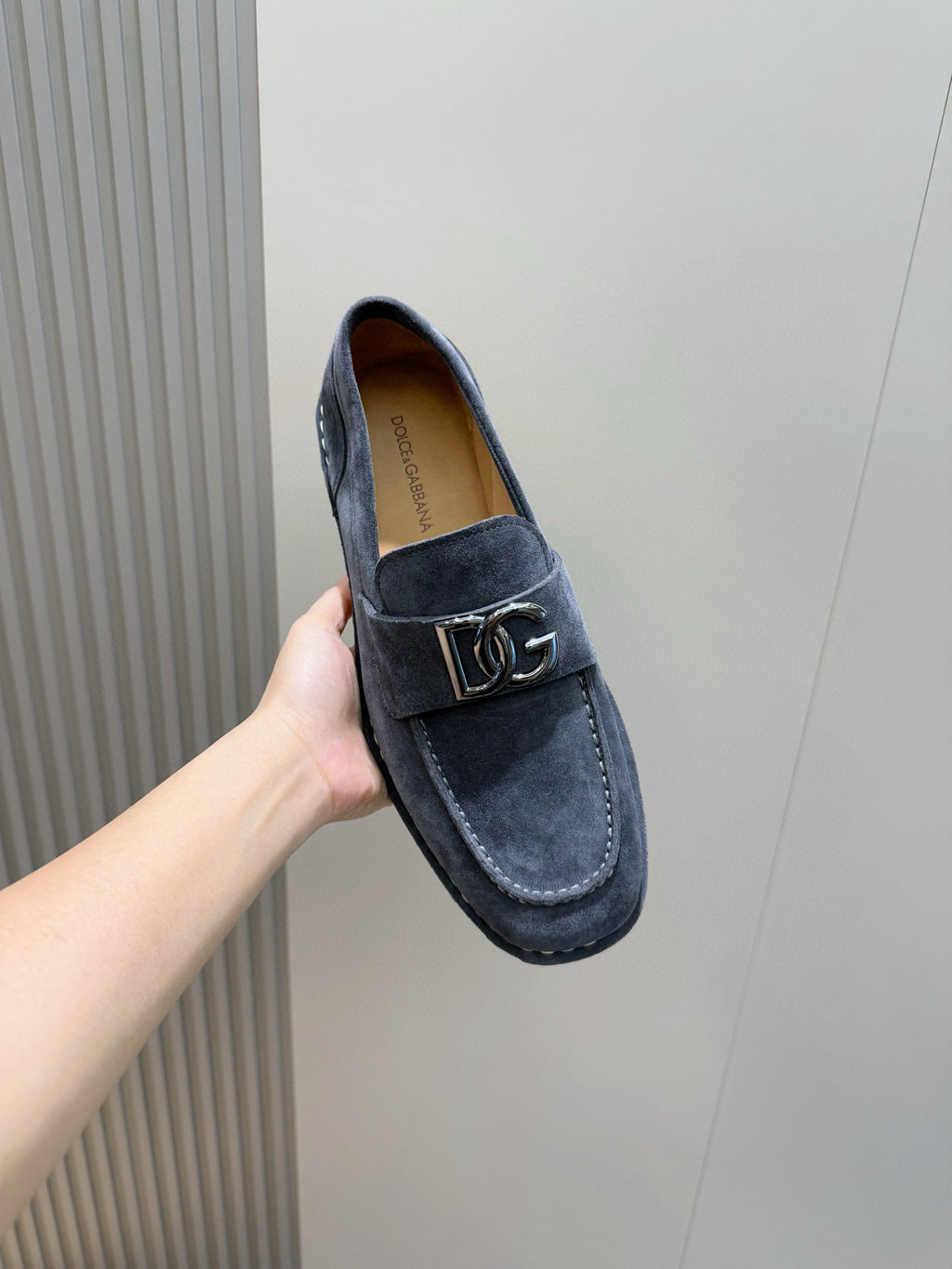 Dolce & Gabbana DG Men's New Florio Suede Moccasin Loafers with Logo