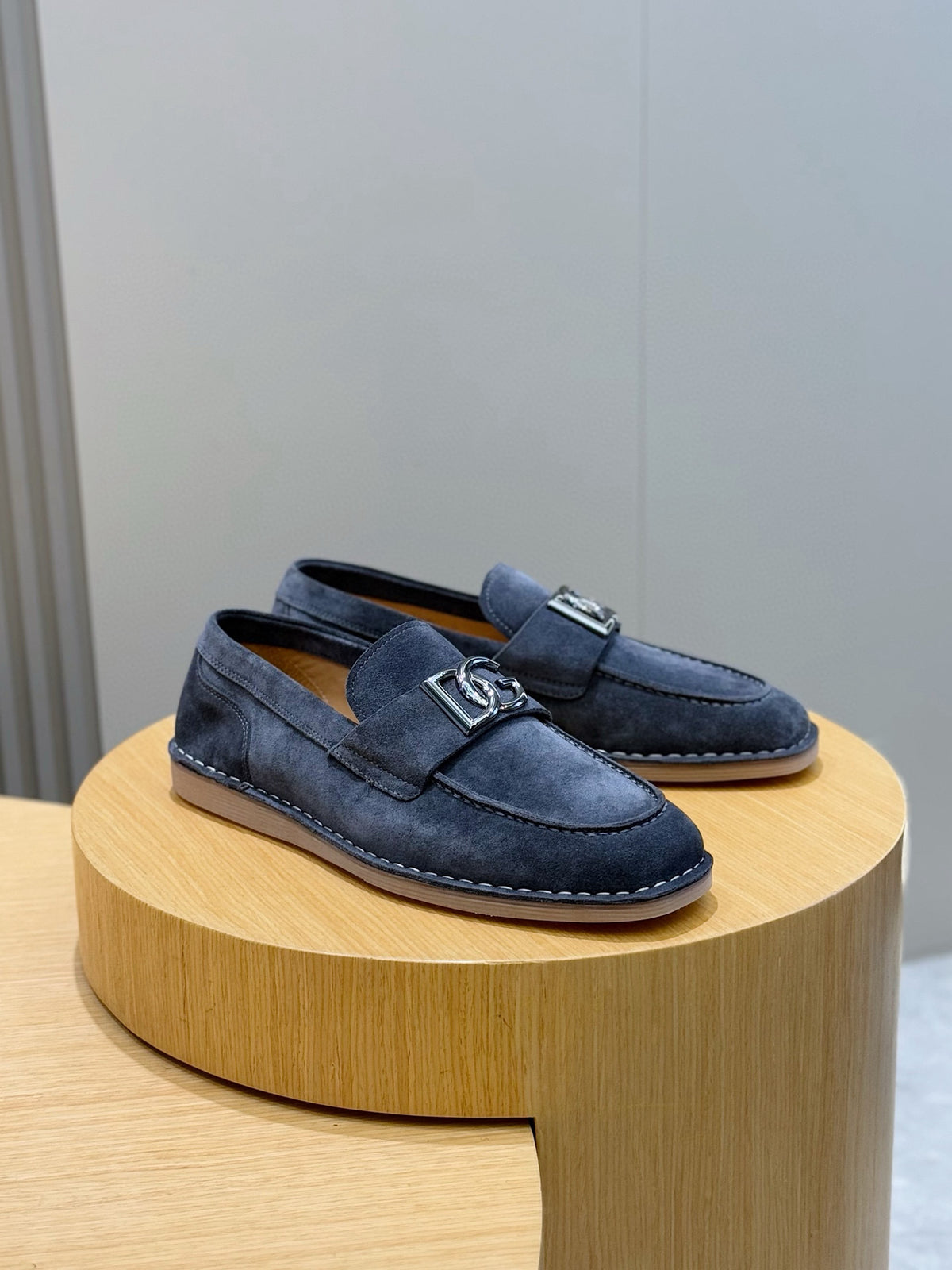 Dolce & Gabbana DG Men's New Florio Suede Moccasin Loafers with Logo