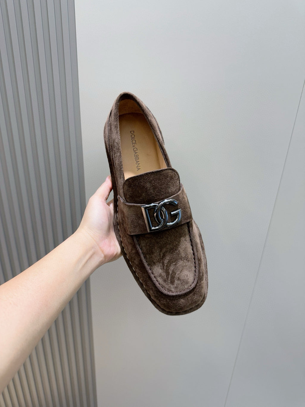 Dolce & Gabbana DG Men's New Florio Suede Moccasin Loafers with Logo