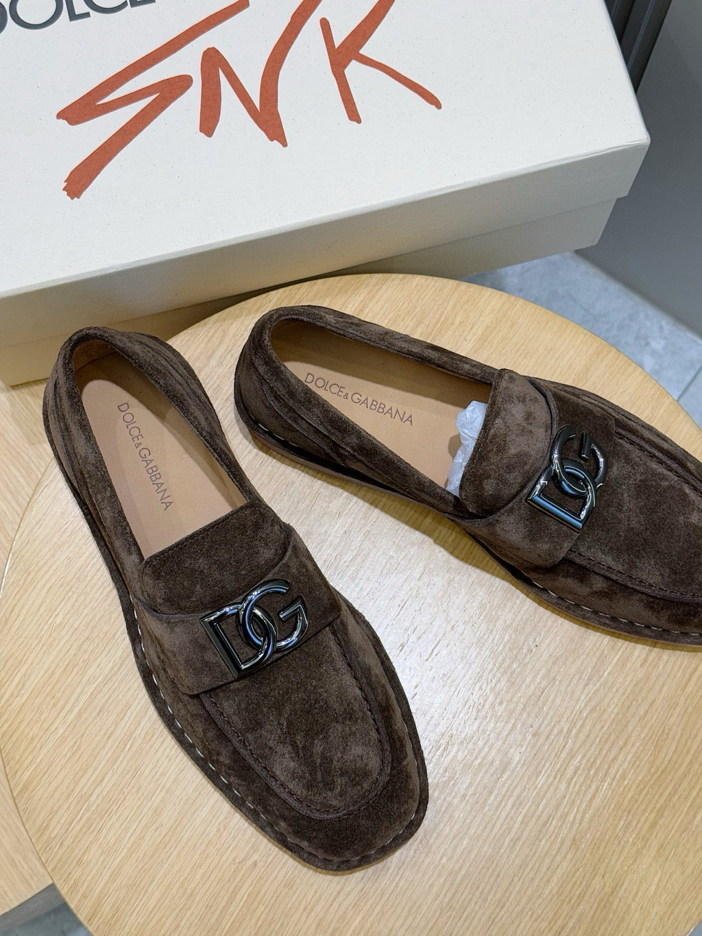 Dolce & Gabbana DG Men's New Florio Suede Moccasin Loafers with Logo