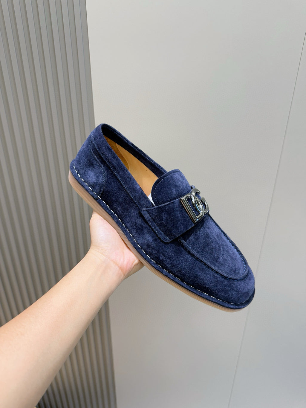 Dolce & Gabbana DG Men's New Florio Suede Moccasin Loafers with Logo