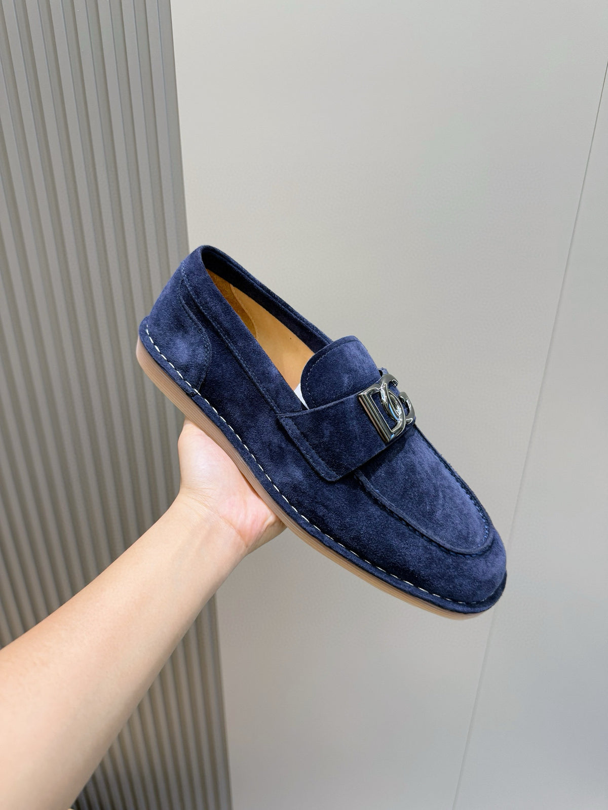 Dolce & Gabbana DG Men's New Florio Suede Moccasin Loafers with Logo