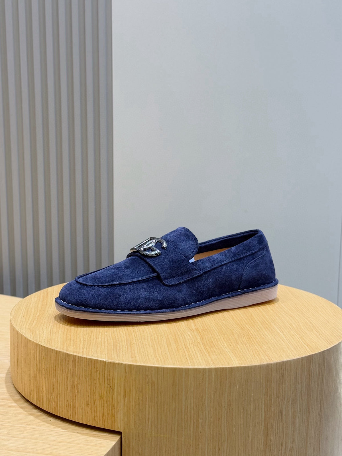 Dolce & Gabbana DG Men's New Florio Suede Moccasin Loafers with Logo