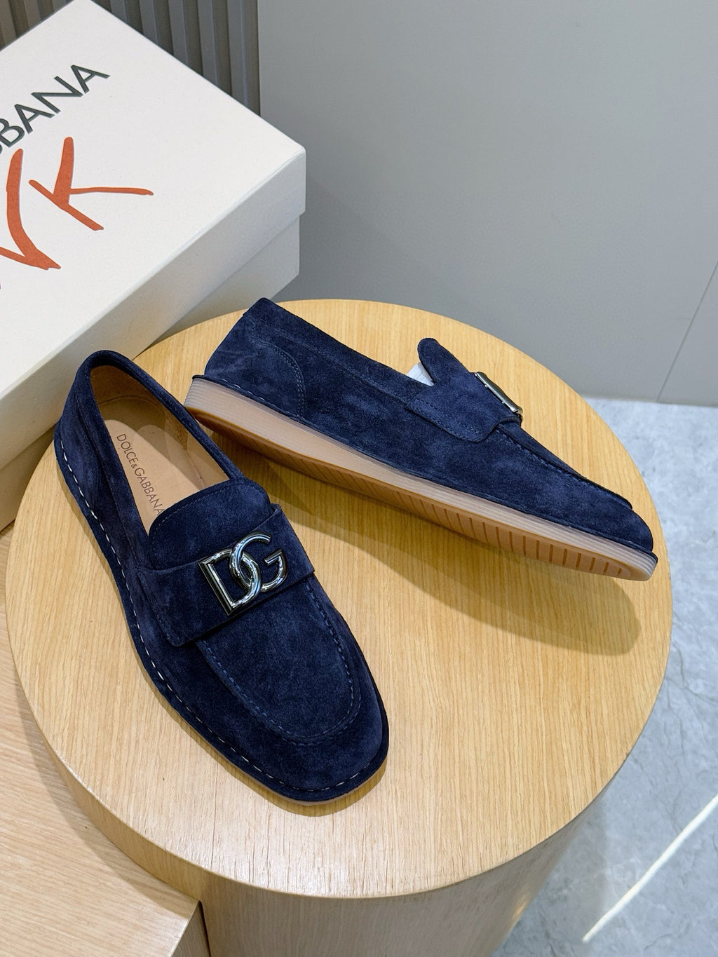 Dolce & Gabbana DG Men's New Florio Suede Moccasin Loafers with Logo