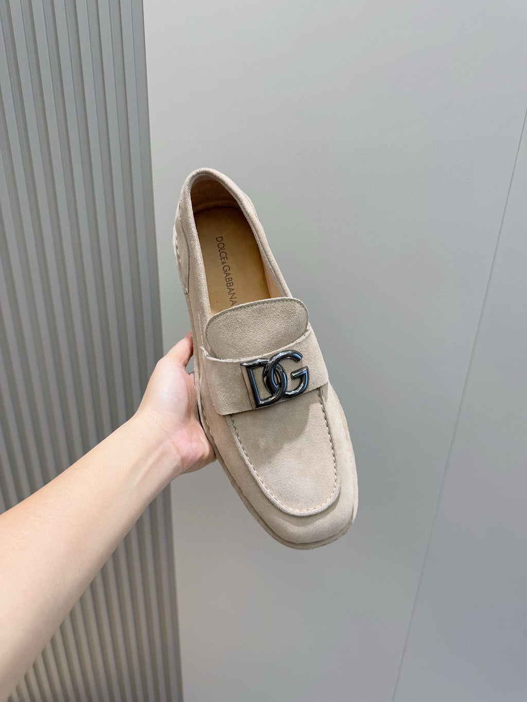 Dolce & Gabbana DG Men's New Florio Suede Moccasin Loafers with Logo