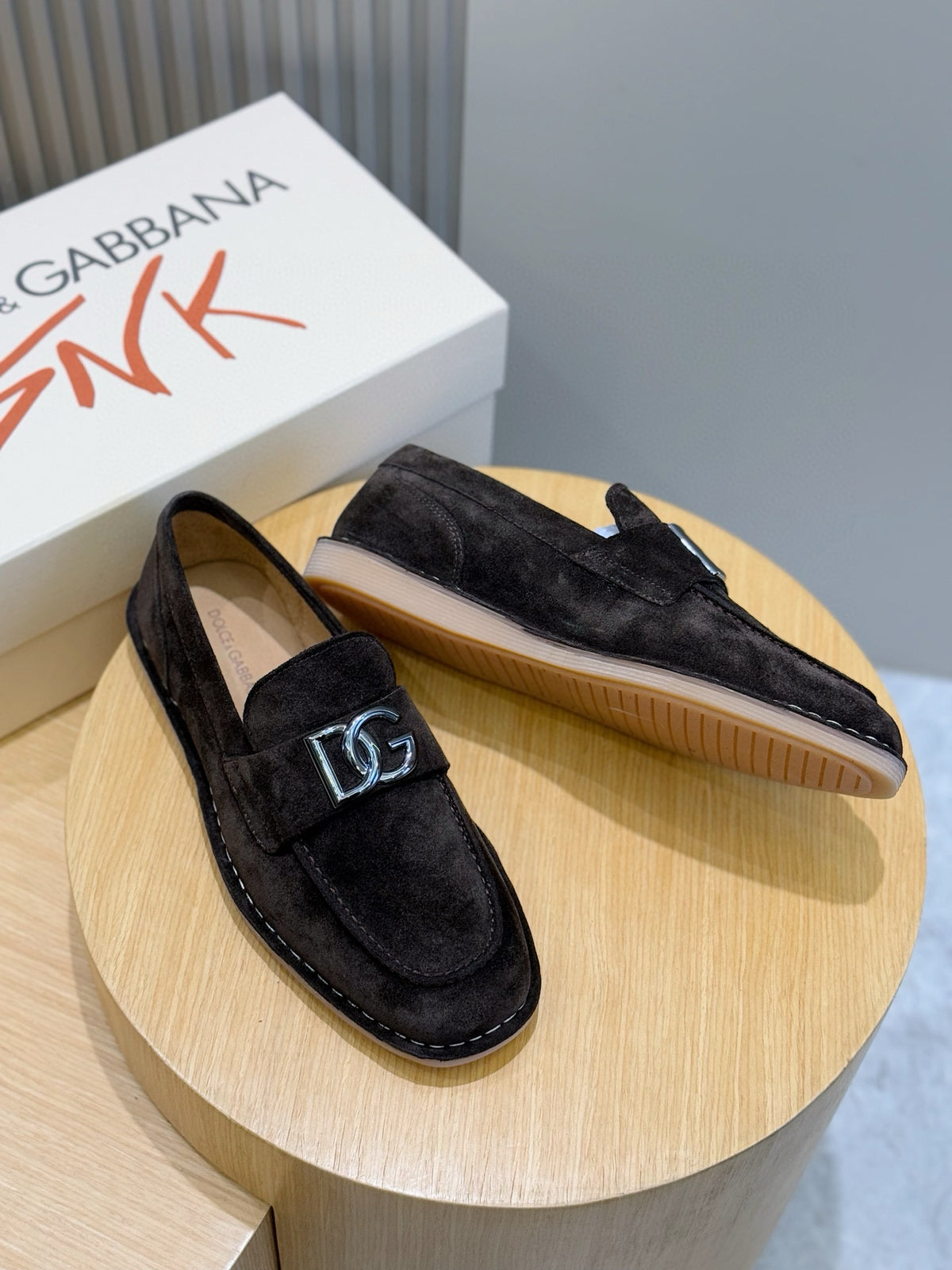 Dolce & Gabbana DG Men's New Florio Suede Moccasin Loafers with Logo