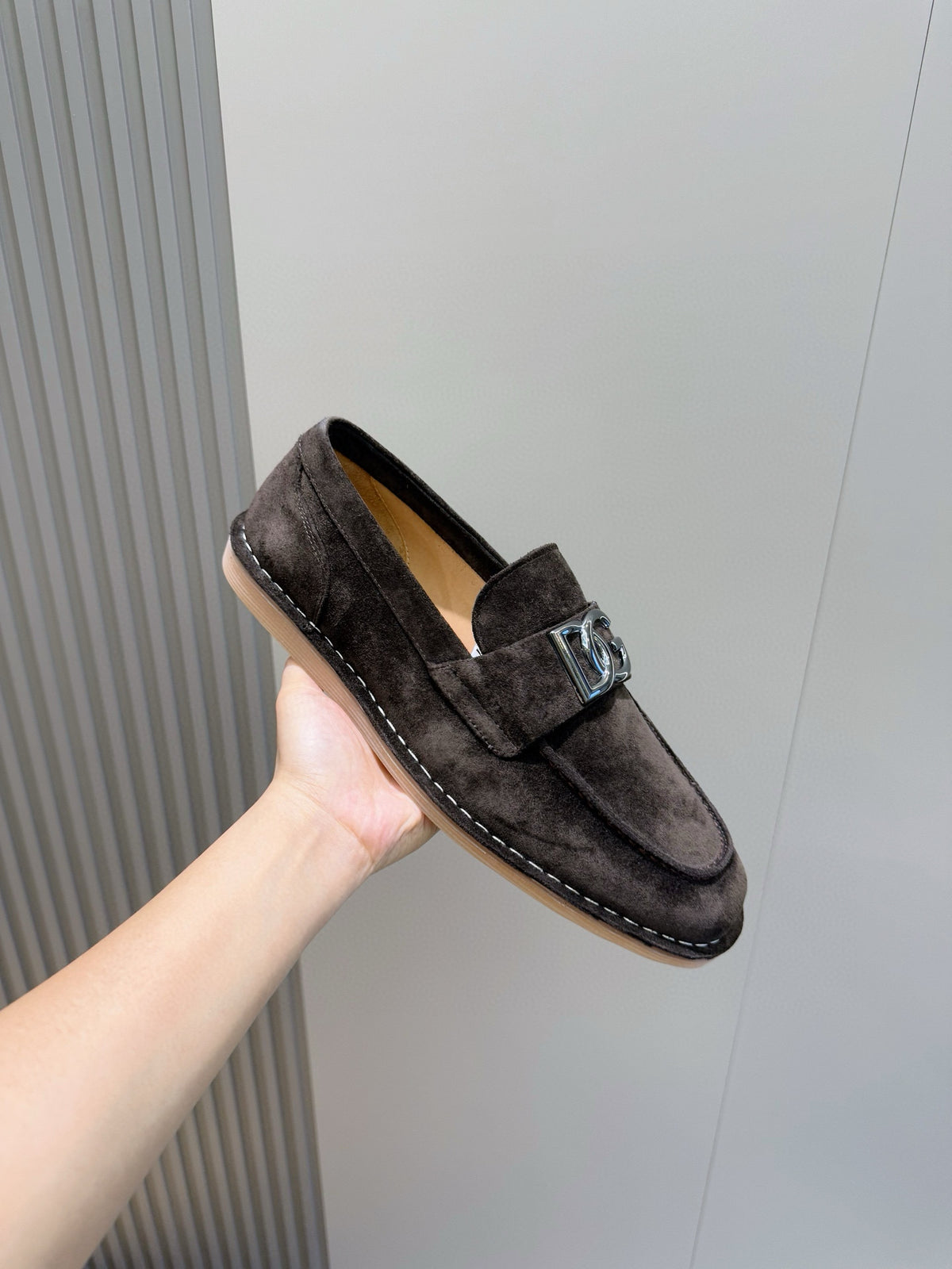 Dolce & Gabbana DG Men's New Florio Suede Moccasin Loafers with Logo