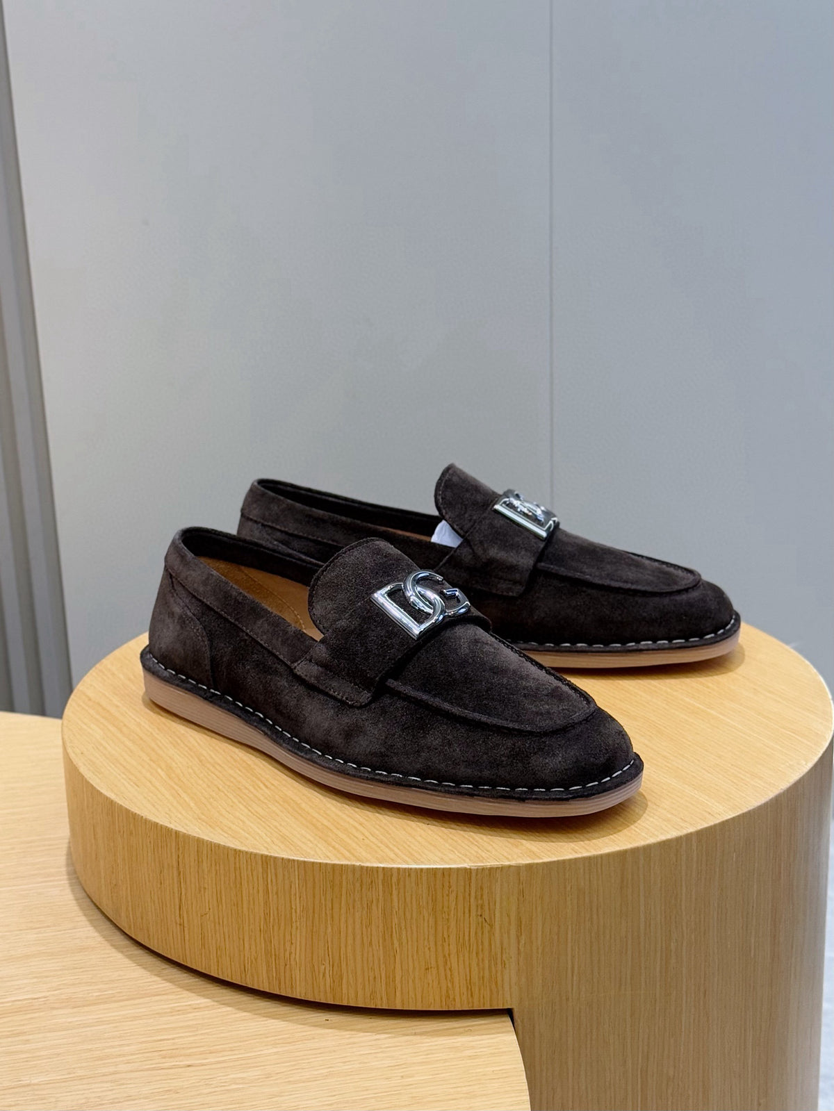 Dolce & Gabbana DG Men's New Florio Suede Moccasin Loafers with Logo