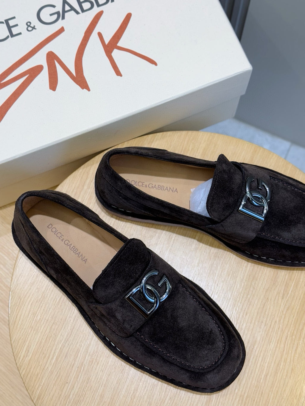 Dolce & Gabbana DG Men's New Florio Suede Moccasin Loafers with Logo