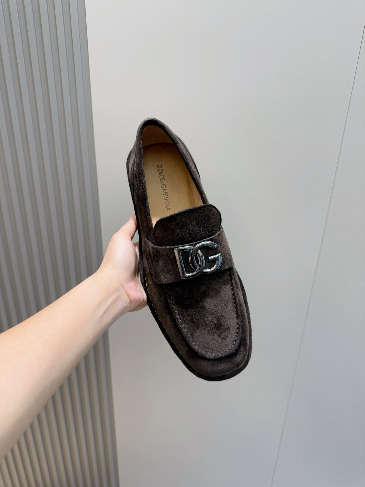 Dolce & Gabbana DG Men's New Florio Suede Moccasin Loafers with Logo