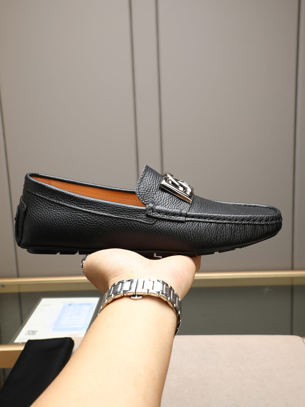 Dolce & Gabbana DG Men's Slip-On Moccasin Loafers with Metal Detail